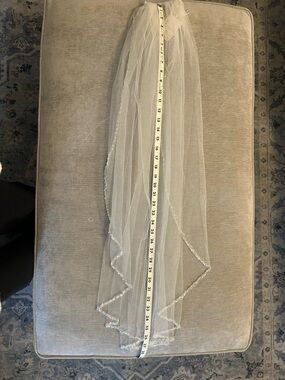 Classic White Bridal Veil with Beaded Edge
